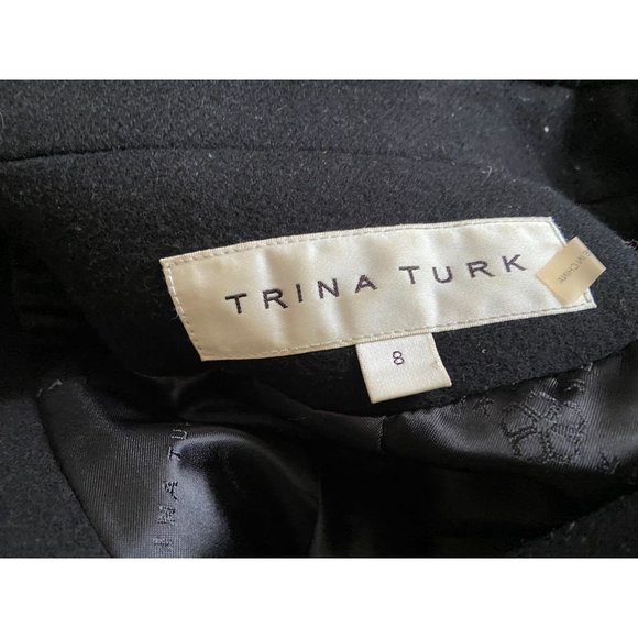 Ladies Size 8 Trina Turk Black Wool Peacoat - Picture 4 of 4
